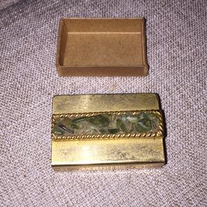 Vintage jade encrusted goldtone matchbox